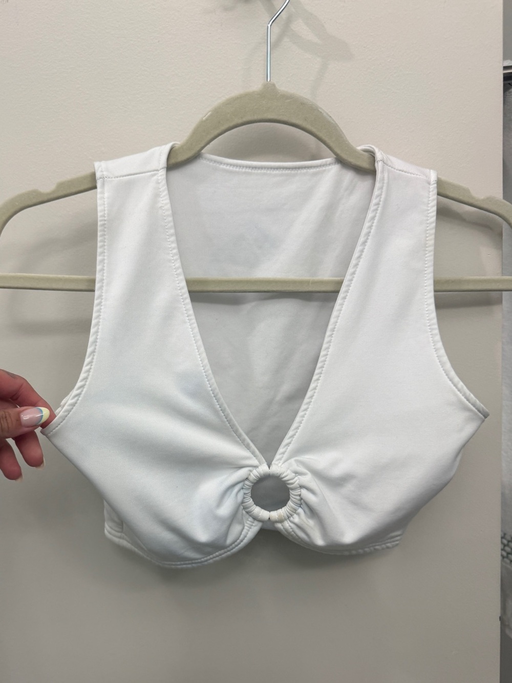 White Ring-Front Crop Bralette